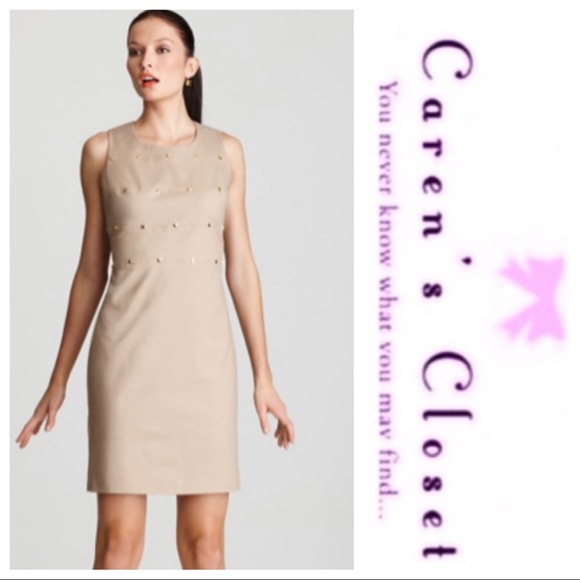 Calvin Klein Khaki Studded Sheath Dress - Picture 1 of 8